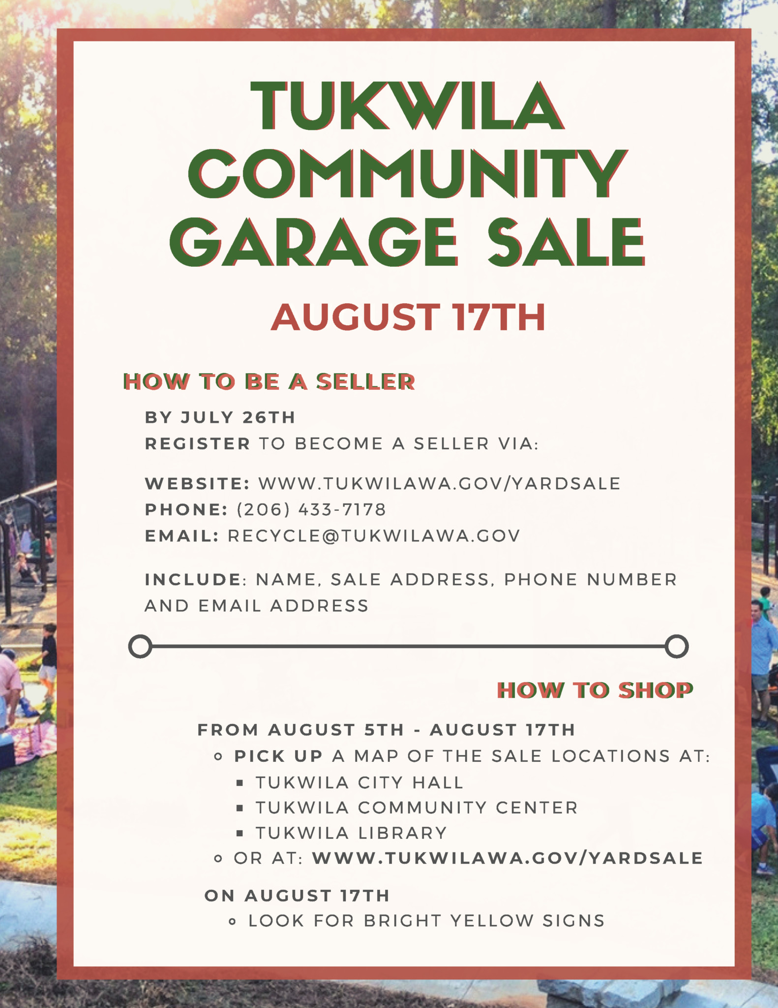 The 26th Annual Community Garage Sale takes place August 17! - City of