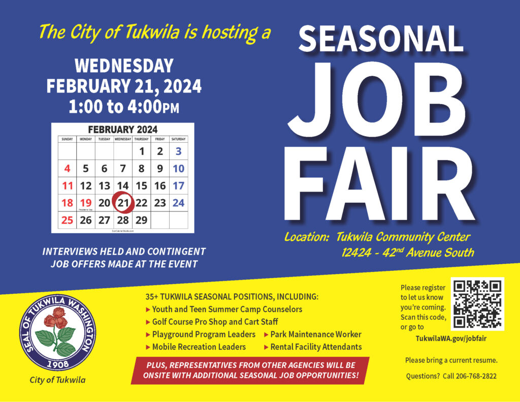 Seasonal Job Fair City of Tukwila